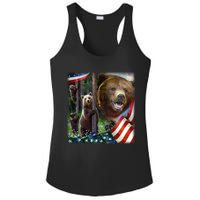 American Grizzly American Flag Bear Family Ladies PosiCharge Competitor Racerback Tank