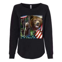 American Grizzly American Flag Bear Family Womens California Wash Sweatshirt