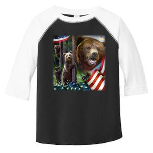 American Grizzly American Flag Bear Family Toddler Fine Jersey T-Shirt