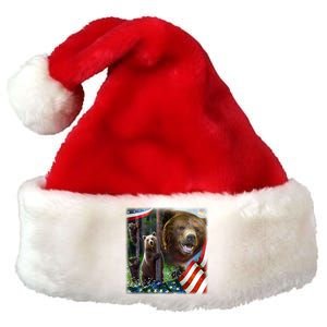 American Grizzly American Flag Bear Family Premium Christmas Santa Hat