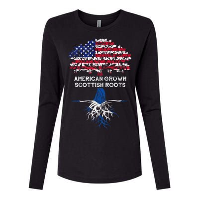 American Grown Scottish Roots Womens Cotton Relaxed Long Sleeve T-Shirt