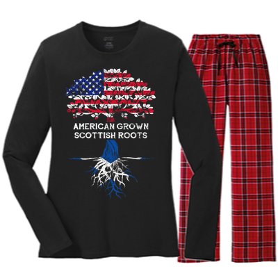 American Grown Scottish Roots Women's Long Sleeve Flannel Pajama Set 