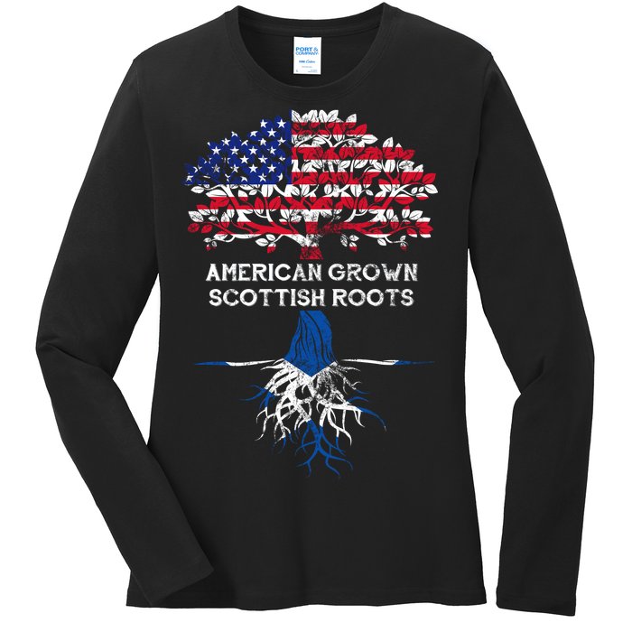 American Grown Scottish Roots Ladies Long Sleeve Shirt