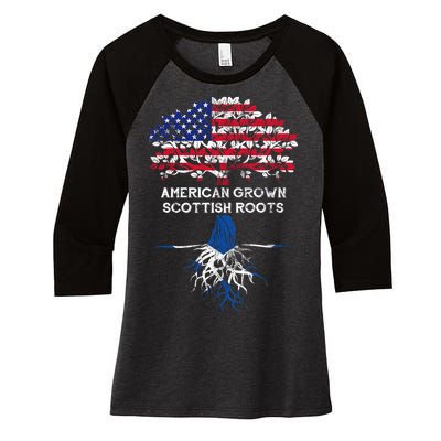 American Grown Scottish Roots Women's Tri-Blend 3/4-Sleeve Raglan Shirt