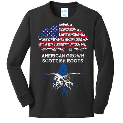 American Grown Scottish Roots Kids Long Sleeve Shirt