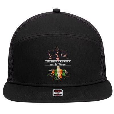 American Grown With Irish Roots 7 Panel Mesh Trucker Snapback Hat