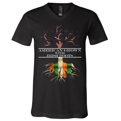 American Grown With Irish Roots V-Neck T-Shirt