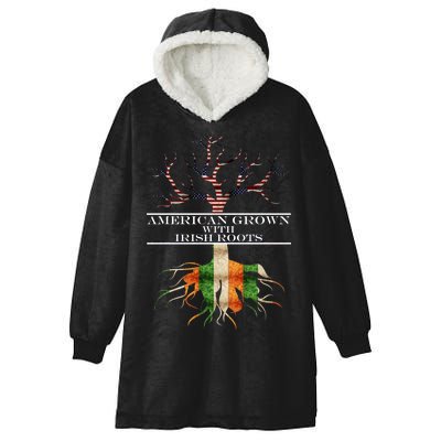 American Grown With Irish Roots Hooded Wearable Blanket