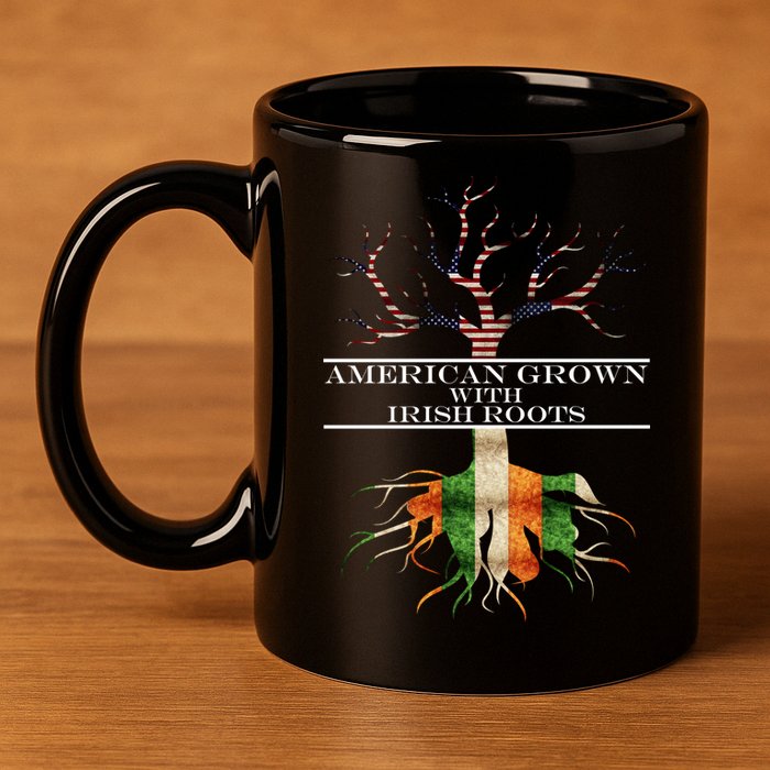 American Grown With Irish Roots 11oz C Handle Ceramic Mug