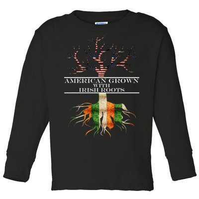 American Grown With Irish Roots Toddler Long Sleeve Shirt