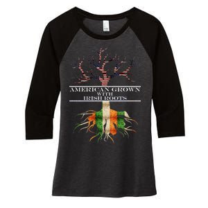 American Grown With Irish Roots Women's Tri-Blend 3/4-Sleeve Raglan Shirt