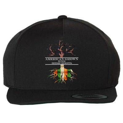 American Grown With Irish Roots Wool Snapback Cap