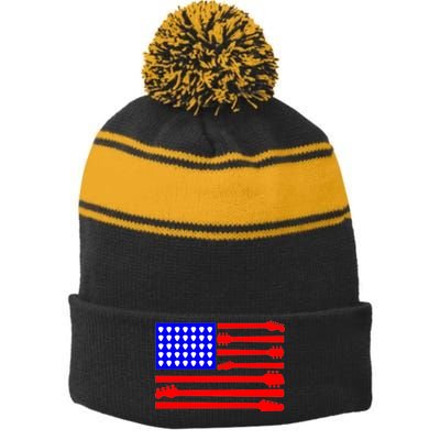 American Guitar Stripe Pom Pom Beanie