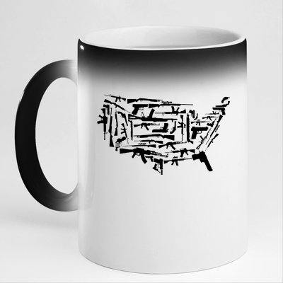 American Gun Map 11oz Black Color Changing Mug