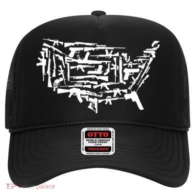 American Gun Map High Crown Mesh Back Trucker Hat
