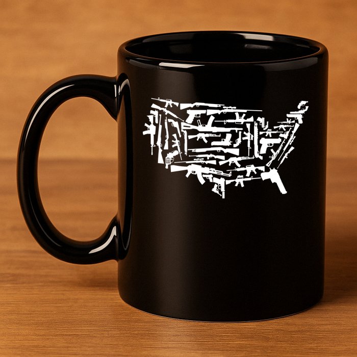 American Gun Map 11oz C Handle Ceramic Mug