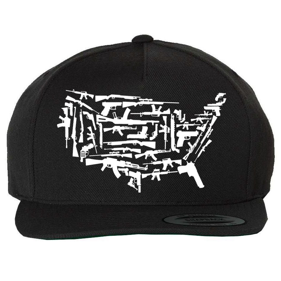 American Gun Map Wool Snapback Cap
