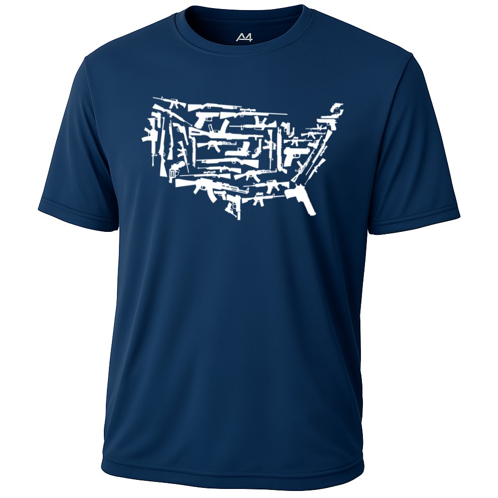 American Gun Map Cooling Performance Crew T-Shirt
