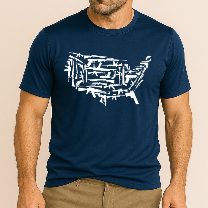 American Gun Map Cooling Performance Crew T-Shirt