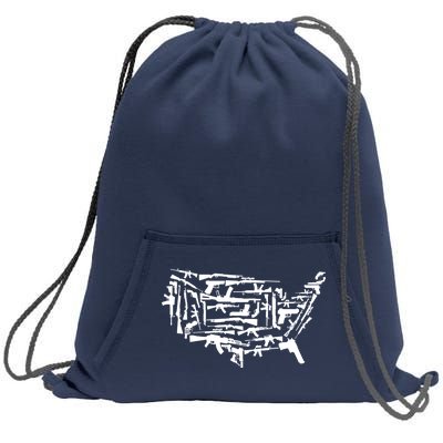 American Gun Map Sweatshirt Cinch Pack Bag