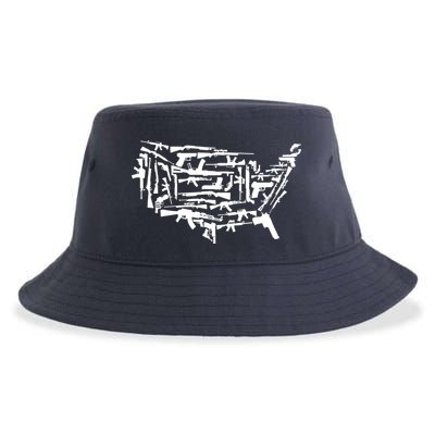 American Gun Map Sustainable Bucket Hat