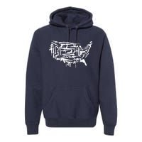 American Gun Map Premium Hoodie