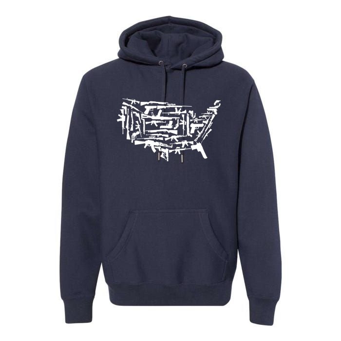 American Gun Map Premium Hoodie