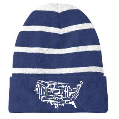 American Gun Map Striped Beanie with Solid Band