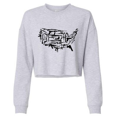 American Gun Map Cropped Pullover Crew