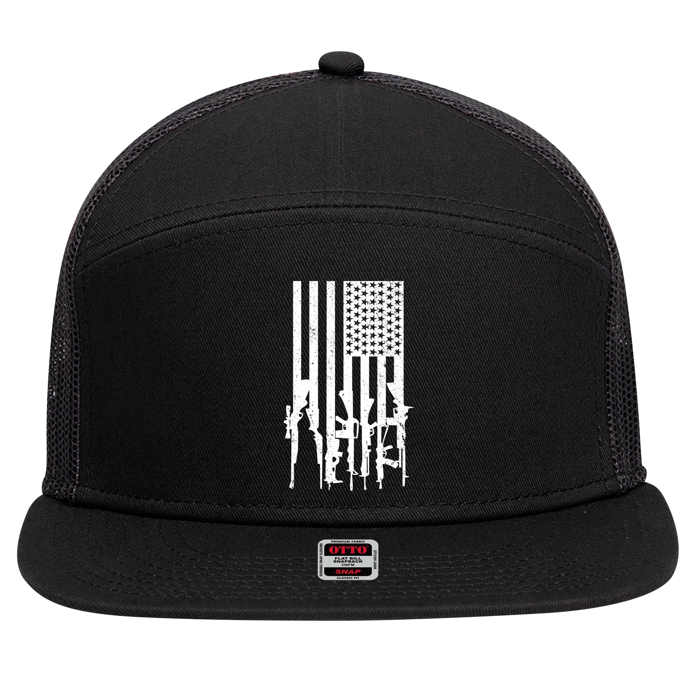 American Guns 7 Panel Mesh Trucker Snapback Hat