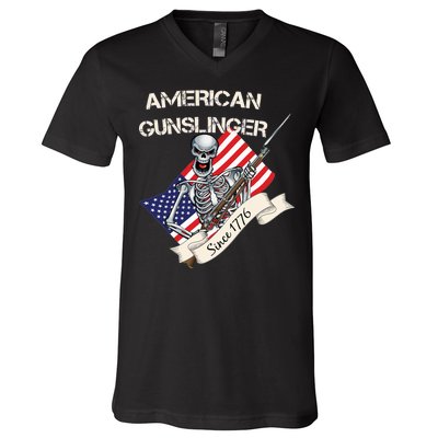 American Gunslinger Since 1776 V-Neck T-Shirt