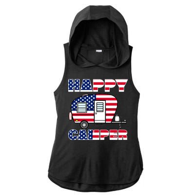 American Happy Camper USA Ladies PosiCharge Tri-Blend Wicking Draft Hoodie Tank