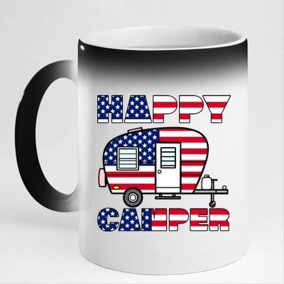 American Happy Camper USA 11oz Black Color Changing Mug