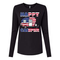 American Happy Camper USA Womens Cotton Relaxed Long Sleeve T-Shirt