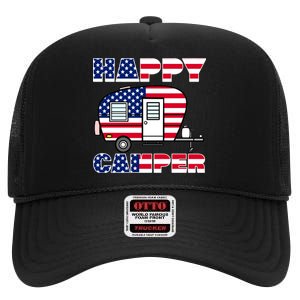 American Happy Camper USA High Crown Mesh Back Trucker Hat