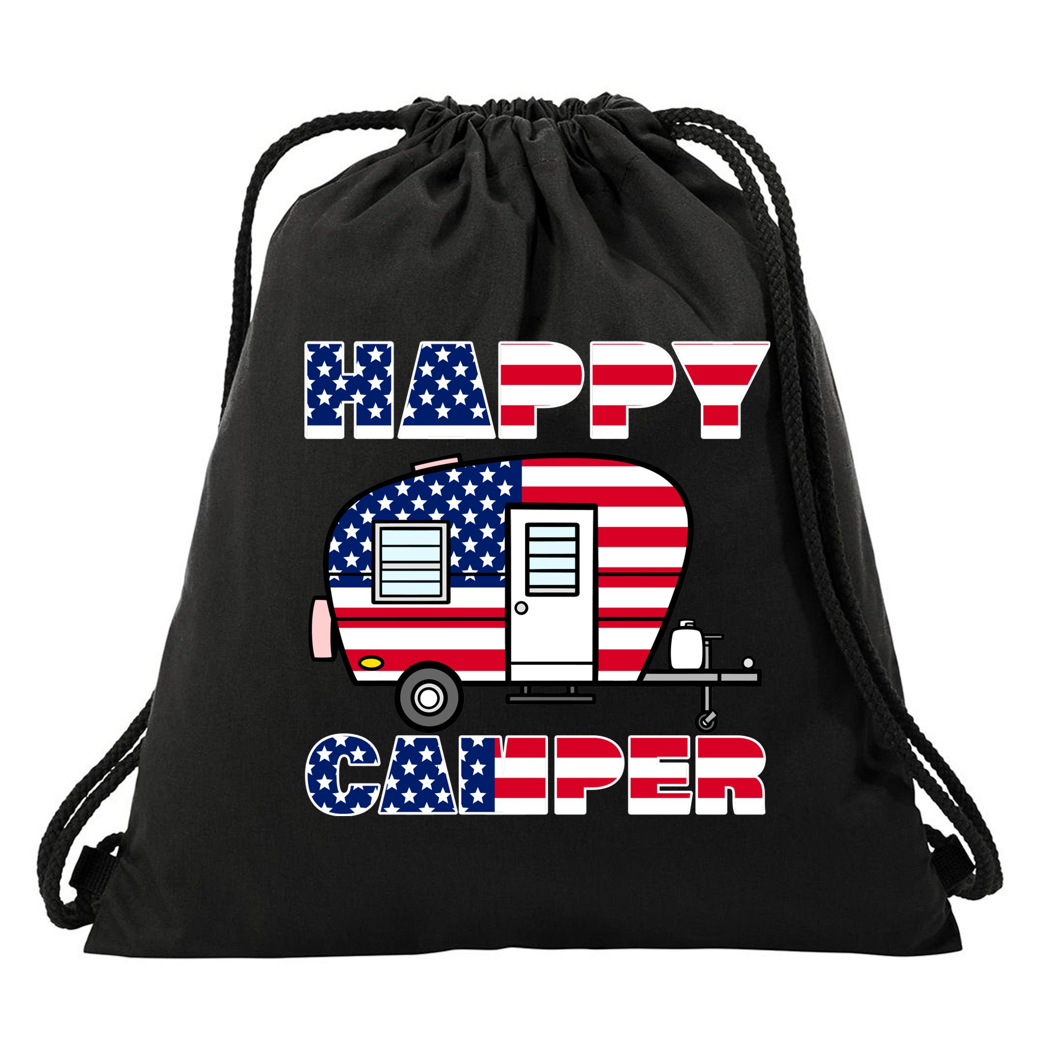 American Happy Camper USA Drawstring Bag