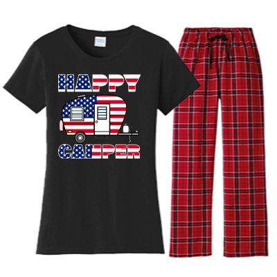 American Happy Camper USA Women's Flannel Pajama Set