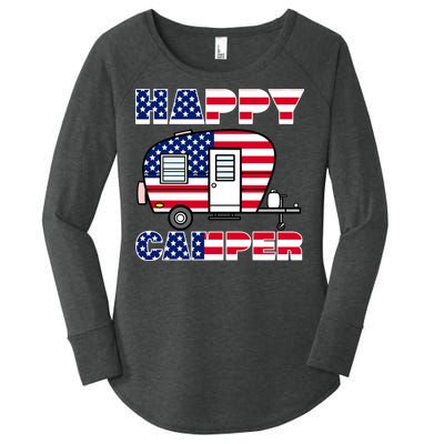 American Happy Camper USA Women's Perfect Tri Tunic Long Sleeve Shirt