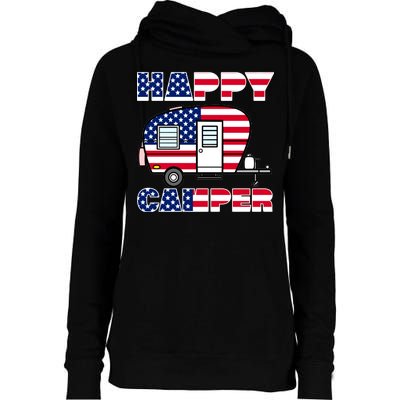 American Happy Camper USA Womens Funnel Neck Pullover Hood