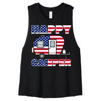 American Happy Camper USA Women's Racerback Cropped Tank