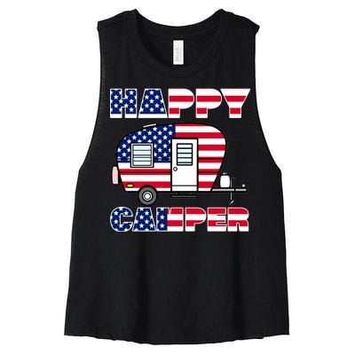 American Happy Camper USA Women's Racerback Cropped Tank