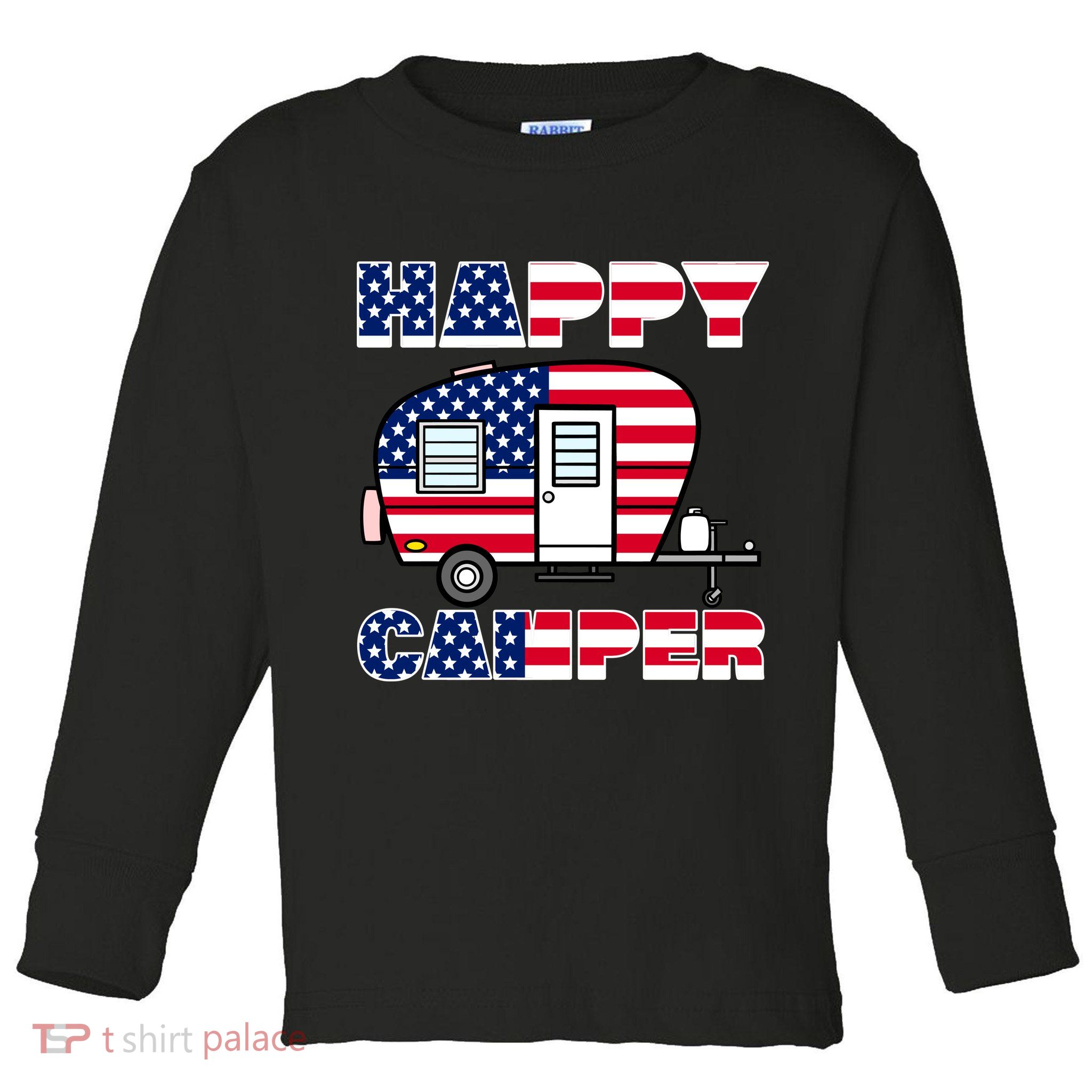 American Happy Camper USA Toddler Long Sleeve Shirt