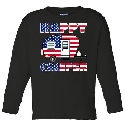 American Happy Camper USA Toddler Long Sleeve Shirt