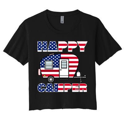 American Happy Camper USA Women's Crop Top Tee