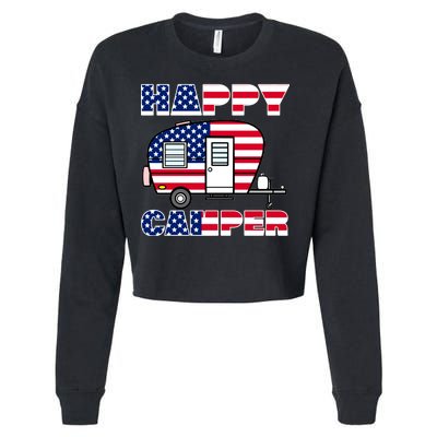 American Happy Camper USA Cropped Pullover Crew