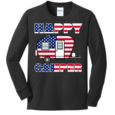 American Happy Camper USA Kids Long Sleeve Shirt