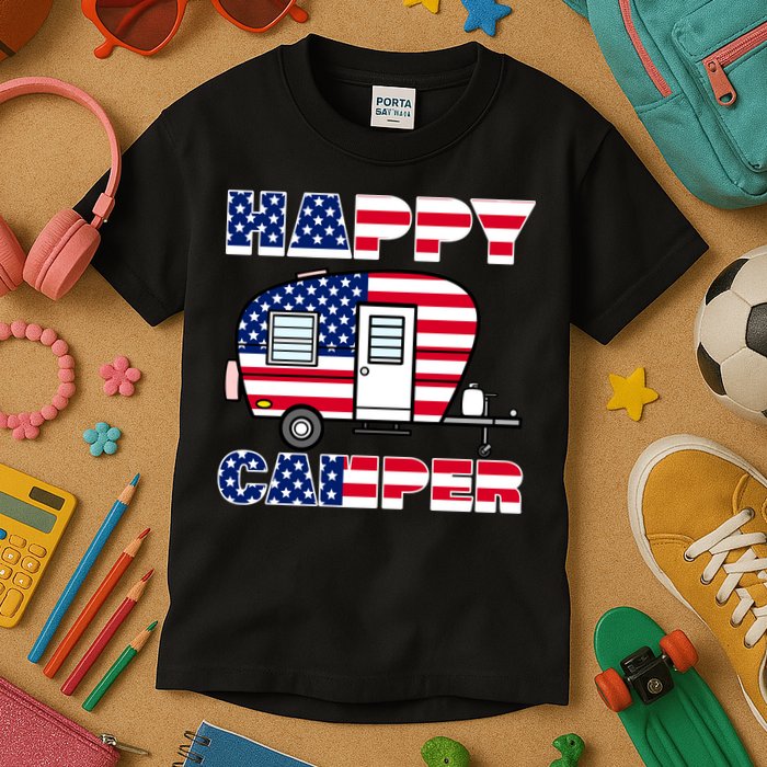 American Happy Camper USA Kids T-Shirt