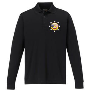 American Hippie Smiley Face Performance Long Sleeve Polo