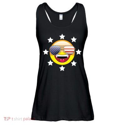 American Hippie Smiley Face Ladies Essential Flowy Tank