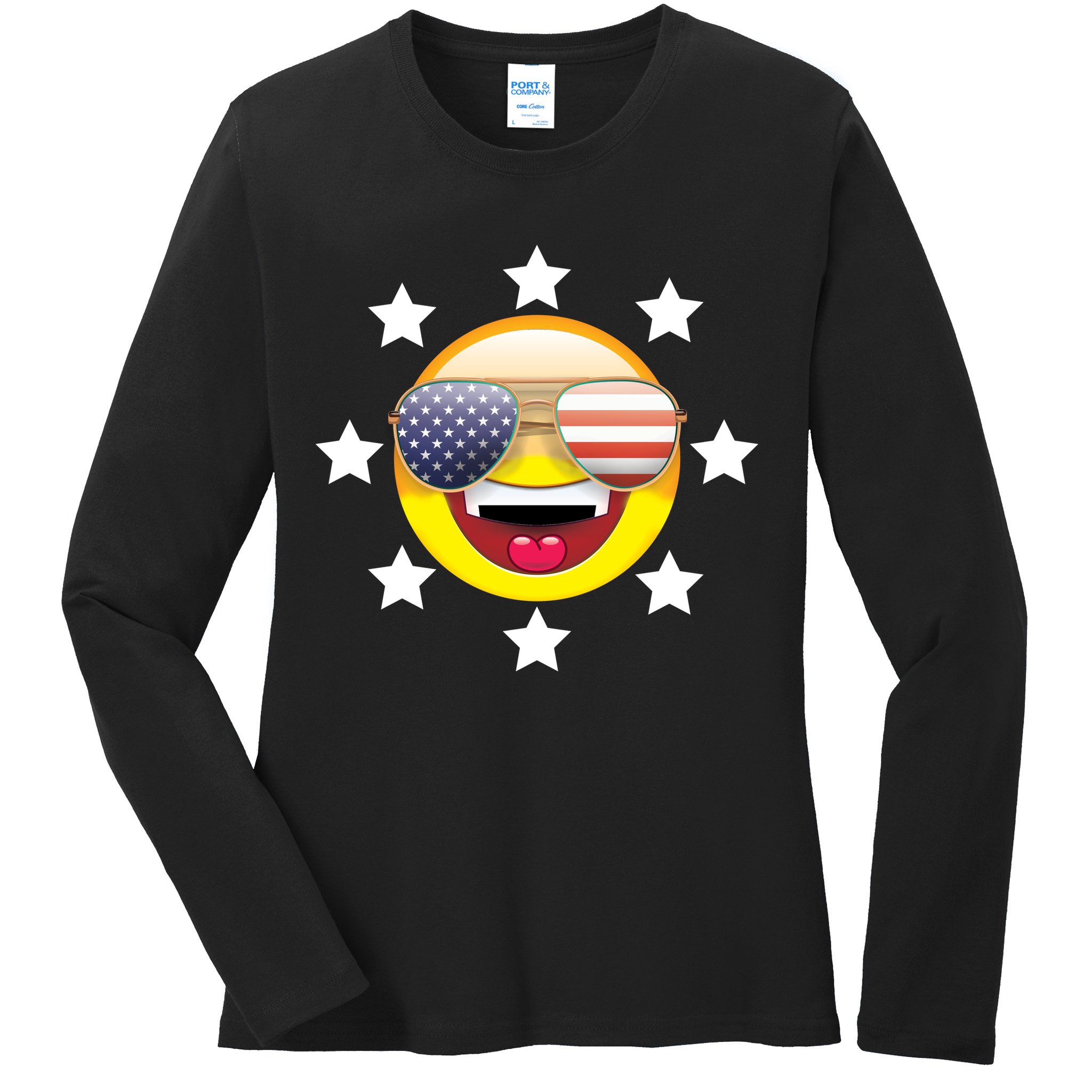 American Hippie Smiley Face Ladies Long Sleeve Shirt